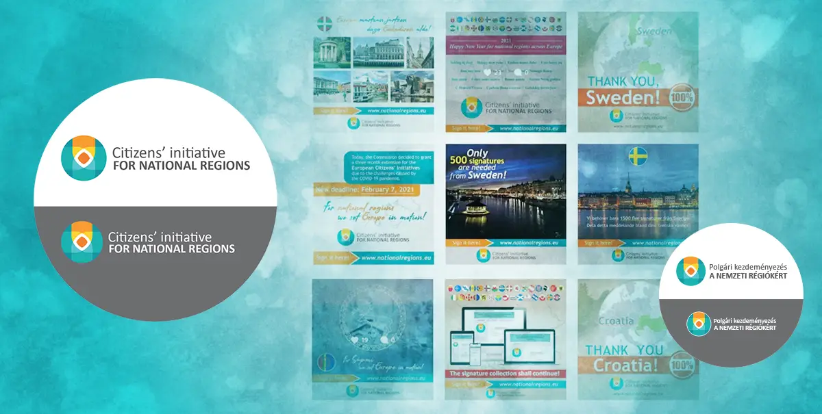 Arculattervezés és nemzetközi kampánygrafika a Nemzeti Régiók polgári kezdeményezés számára – Digital Studio Branding Műhely, 25 év tapasztalattal