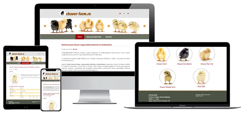 Shaver-Farm: többnyelvű, professzionális weboldal mezőgazdasági vállalkozásnak